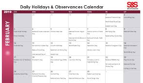 January Daily Holidays Observances Printable Calendar S S Blog
