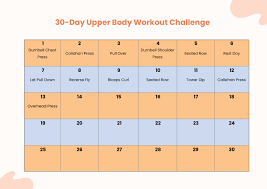 free 30 day upper body workout chart