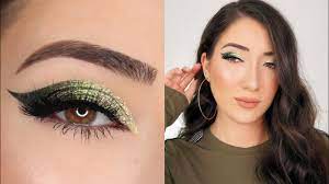 green gold cat eye makeup tutorial
