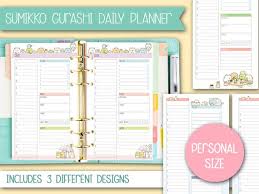 Daily Planner Sumikko Gurashi Personal Size Day Organizer Kawaii Printable Planner Cute Daily Planner