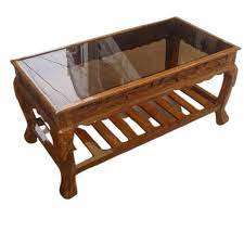 Polished Glass Top Wooden Center Table