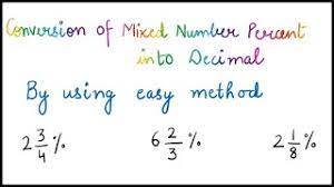 mixed number percent into decimal how
