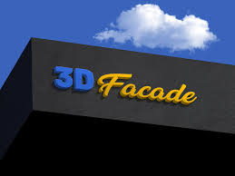 free facade sign 3d logo mockup