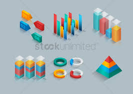 Collection Of Three Dimensional Graphs And Charts Vector