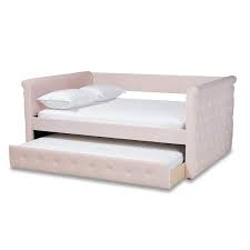 Amaya Light Pink Queen Trundle Daybed