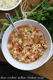 this slow cooker sicilian en soup cooks all day with a peppery broth fresh vegetables and tender en this is fort served in a bowl