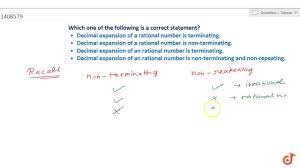 Which one of the following is a correct statement? Decimal expansion of a  rational number is t - YouTube