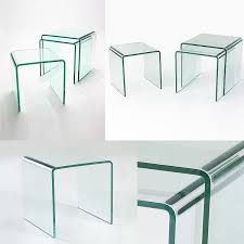Sovet italia are renowned for their expertise in curved glass furniture including curved glass coffee tables. Nest Of 3 Glass Side Tables 12mm Clear Abode Interiors