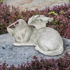 exhart solar sleeping cat angel statue