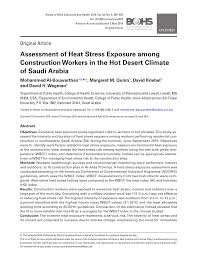 Pdf Assessment Of Heat Stress Exposure Among Construction