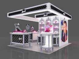 modern makeup kiosk with cosmetic