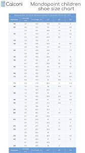 ski boot size charts