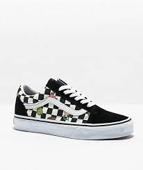 fruit checker black white skate shoes
