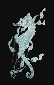 Etched Glass Seahorse Themed Shower