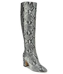 Sam Edelman Hai Snake Print Leather Block Heel Tall Boots