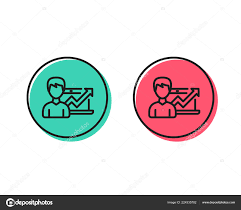 Business Results Line Icon Growth Chart Sign Positive