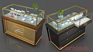 gold jewellery showcase design with
