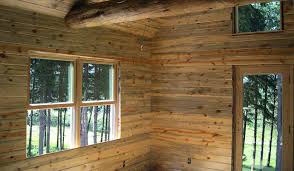 natural blue stained pine wood paneling