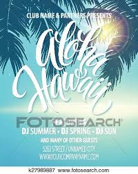 Aloha Hawaii Summer Beach Party Poster Vector Illustration