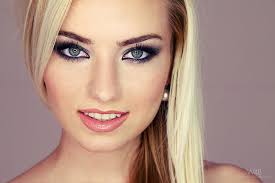women blonde face makeup portrait