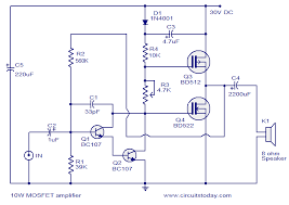 2) mini amplifier 20w to 50w. Popular Mosfet Audio Amplifier Circuits Circuit Diagrams
