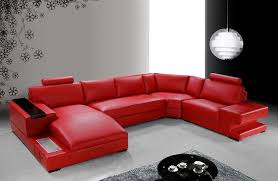 modern red leather sectional sofa