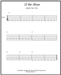 12 Bar Blues Guitar Tab Sheet For Bass Line To Help Your