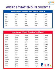 english words that end with a silent e