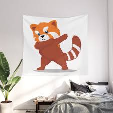 Red Panda Ilration Wall Tapestry