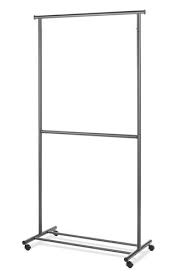 It includes a sturdy tubular construction with heavy duty casters for easy transportation, a chrome steel bar and two hanging bars for a variety of hanging garments. Whitmor Gunmetal 2 Rod Clothing Rack At Menards