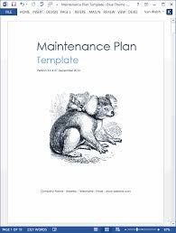 Maintenance Plan Template Checklist Log Ms Word Excel