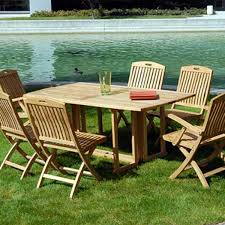 7 Pc Teak Patio Folding Table And