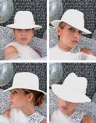 maison michel paris henrietta white fedora hat with satin ribbon