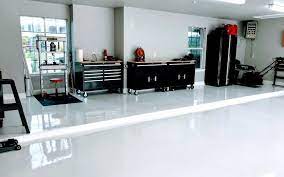 white epoxy garage floor by armorpoxy