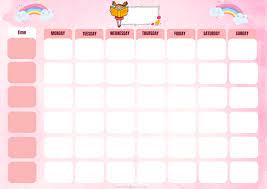 for kids weekly timetable template