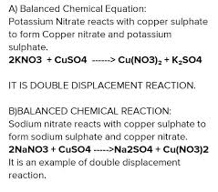 potium nitrate reacts with copper