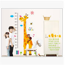Cartoon Giraffe Height Wall Sticker For Kids Room Growth