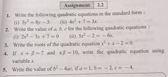 Write The Following Quadratic Equations
