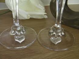 4 Wine Glass Charms Silver Diamond Mum