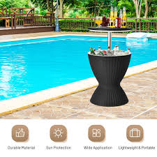 3 Pieces Outdoor Rattan Bar Table With