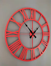 Large Rustic Red Metal Wall Clock
