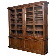 Large Oak Glass Bookcase Cabinet