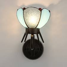 Art Glass Petal Wall Light 1 Light Tiffany Style Rustic Sconce Light For Stair Hallway Takeluckhome Com