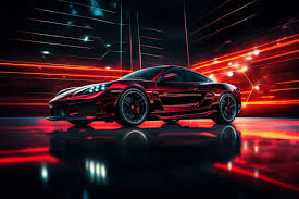 futuristic sports car on a dark