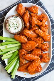 baked buffalo wings with blue cheese