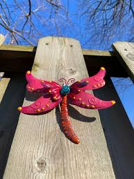 Pink Dragonfly Garden Wall Hanging