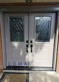 decorative glass steel entry door