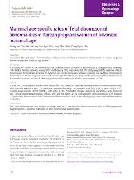 Pdf Maternal Age Specific Rates Of Fetal Chromosomal