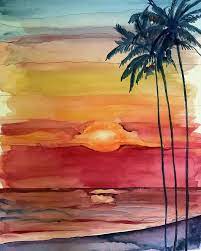 Easy Watercolor Sunset Painting