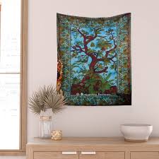 Turquoise Indian Tree Of Life Tapestry